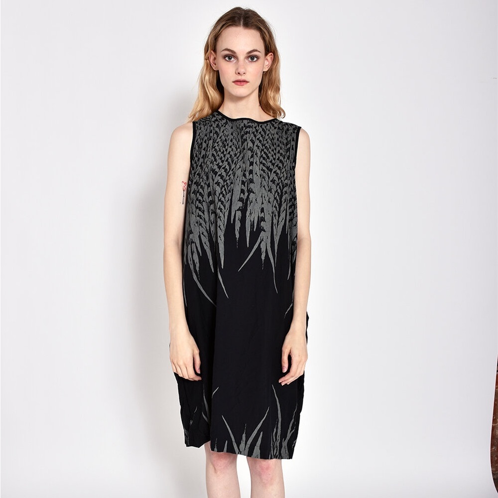 UZI NYC Feather Oxford Dress